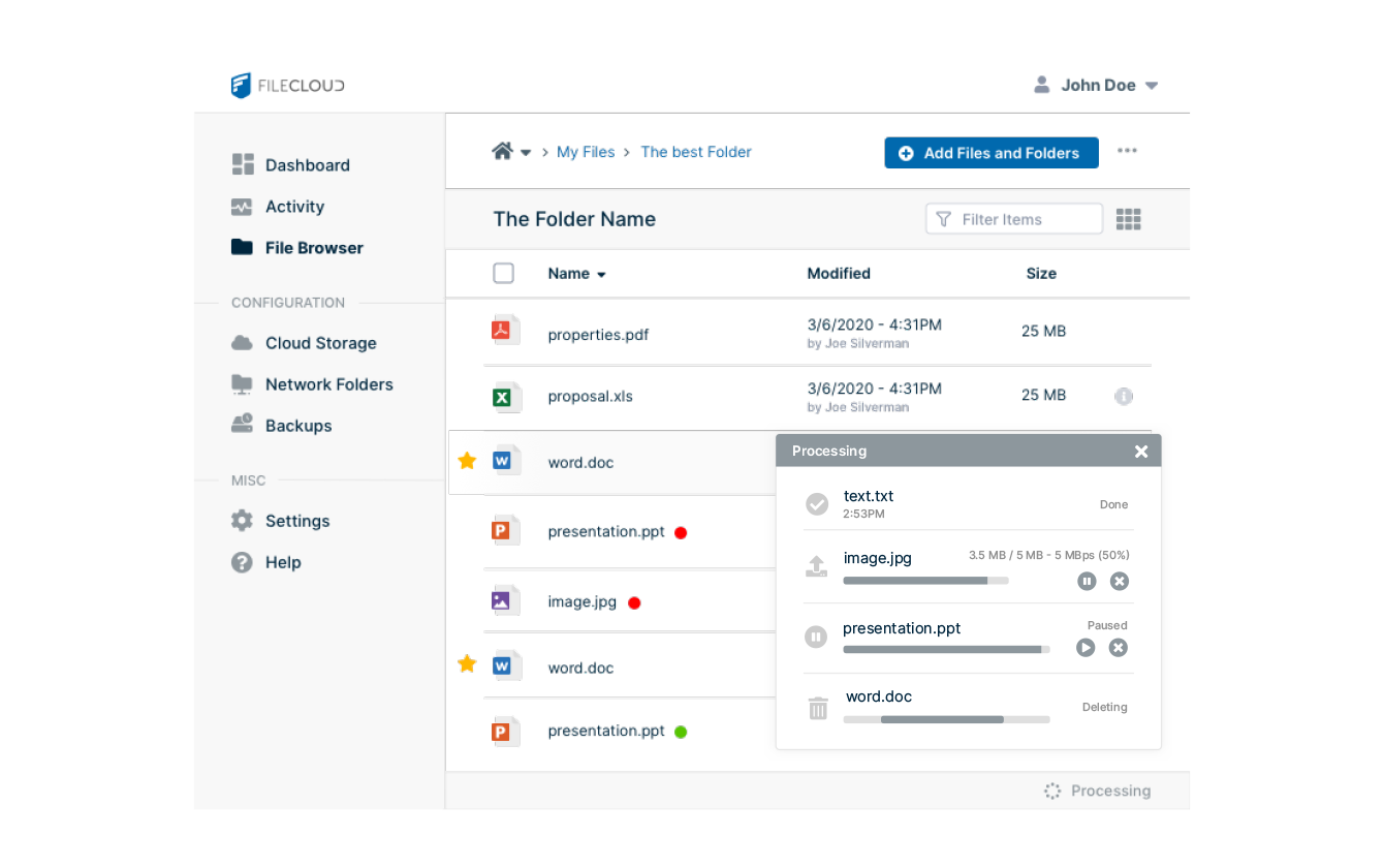 File Browser Screenshot for FileCloud Desktop  App