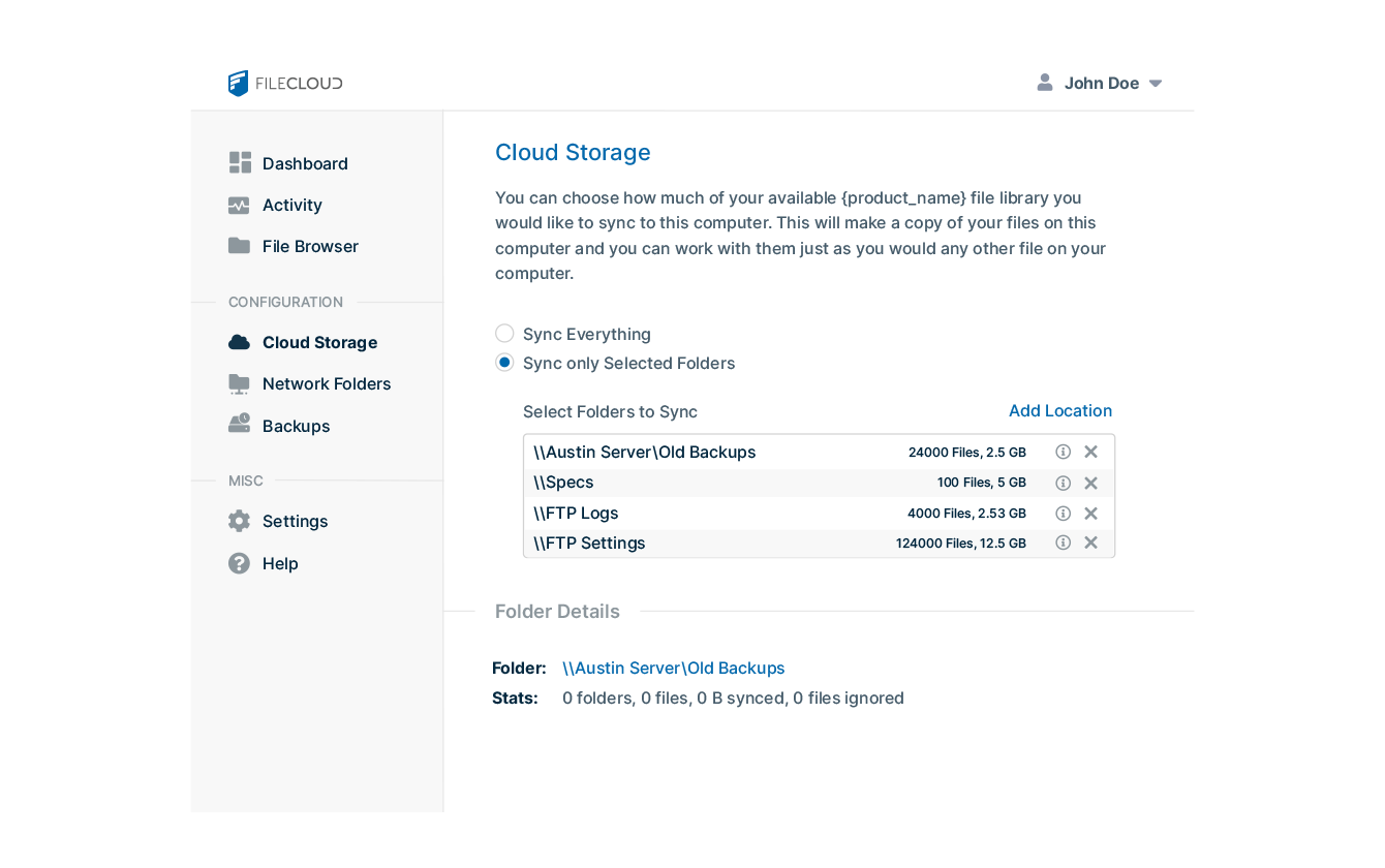 Cloud Storage Screenshot of FileCloud Desktop App