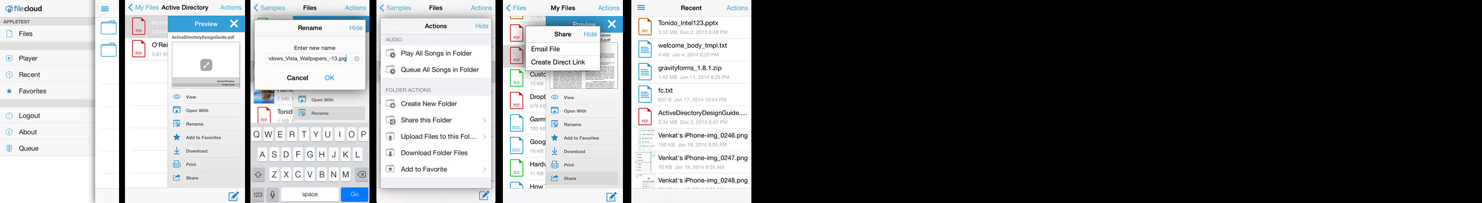FileCloud iOS App Screens