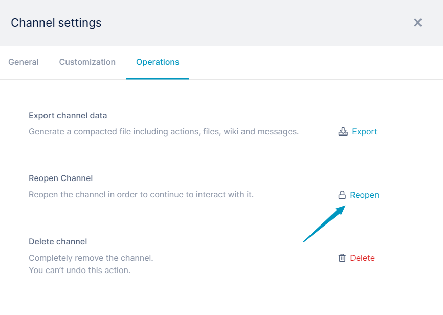 Reopen channel in Channel Settings dialog box