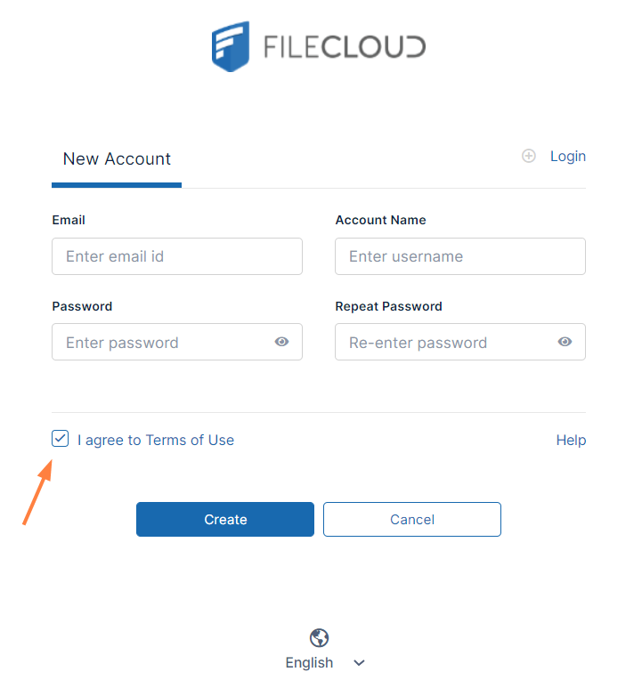 Accept TOS checkbox