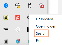 Search option from Drive icon in system tray