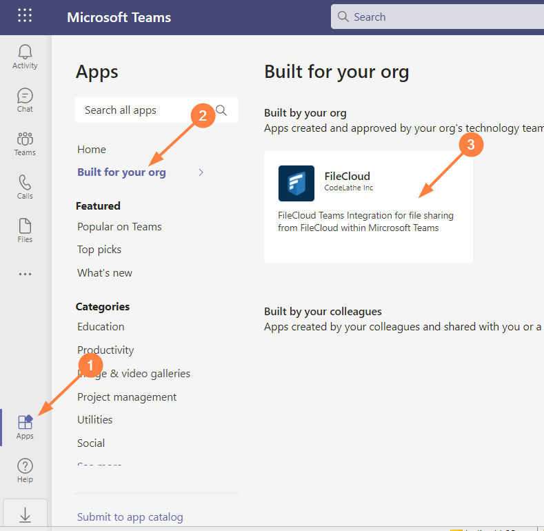 Adding FileCloud app within MS Teams