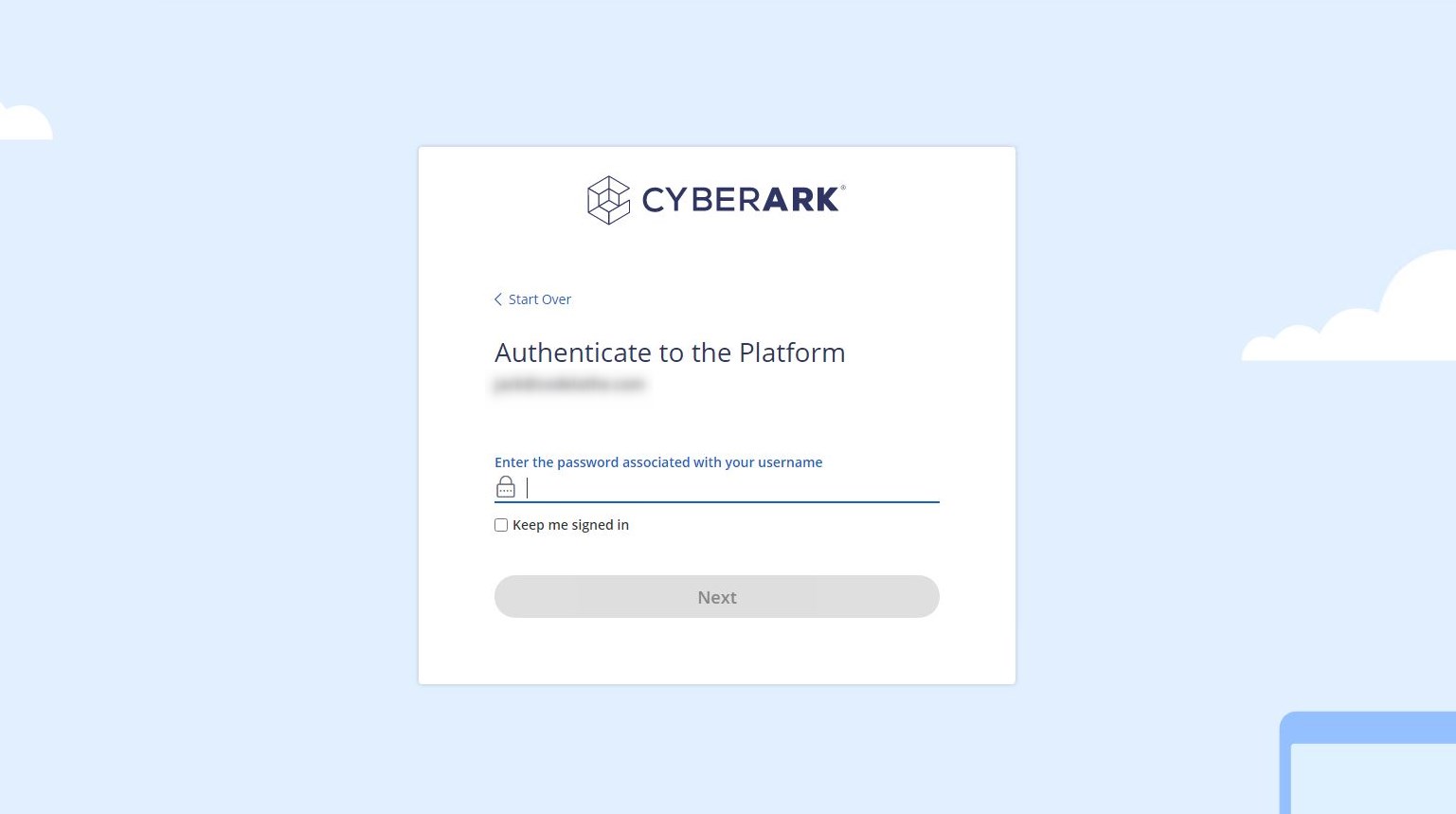 Cyberark Login page, password