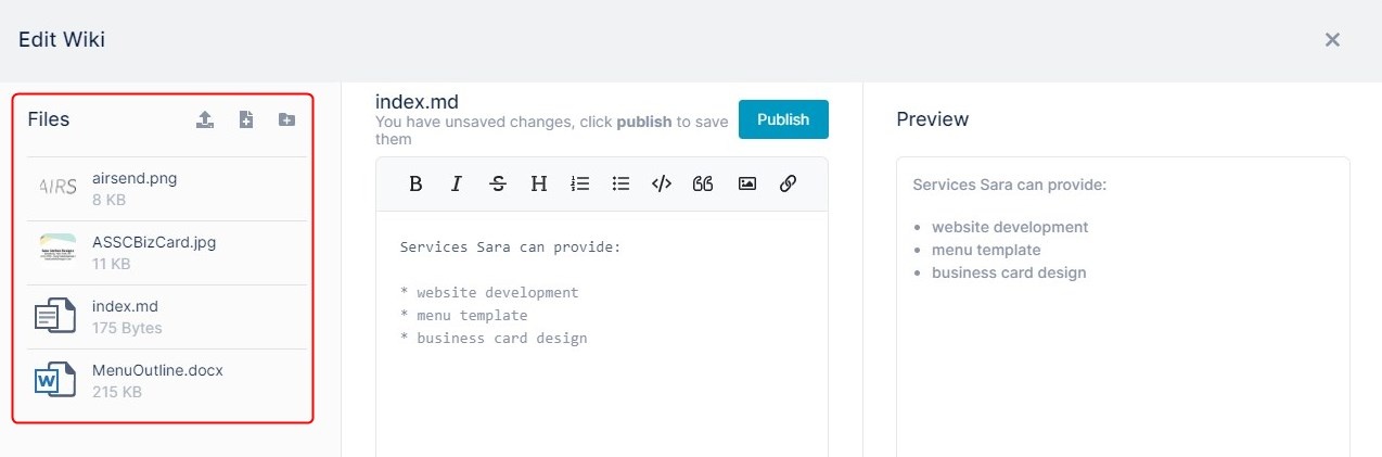 AirSend > Adding an image to a wiki page > ASFilesUploaded.jpg
