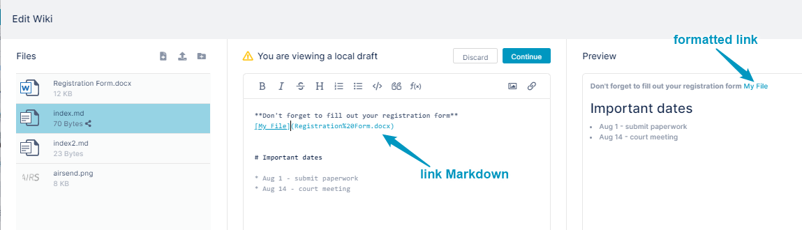 Wiki link markdown Wiki link markdown