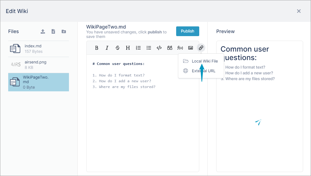 AirSend > Adding additional pages to the wiki > ASAddWikiLink.png