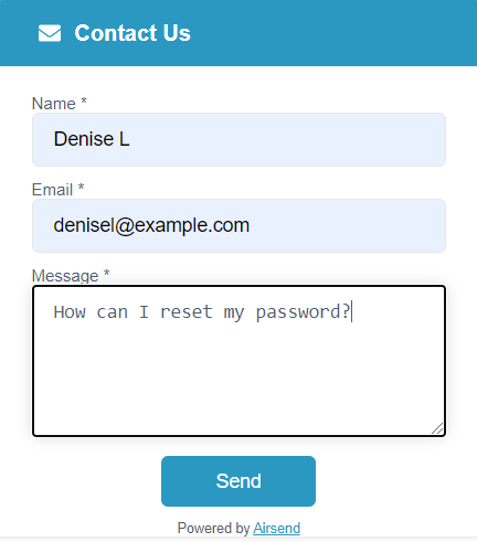 Contact Us form Contact Us form