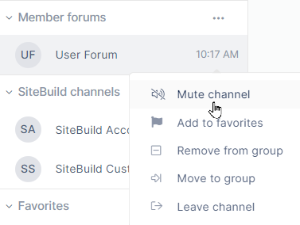 Mute channel from sidebar